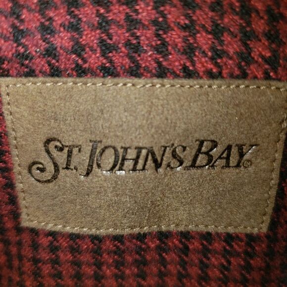 NEW St. Johns Bay Maroon & Black Long-Sleeve Button-Down Cotton XL Tall Big Tall - Picture 3 of 8
